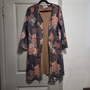 Philosophy Floral Trench Coat in Black and Pink
